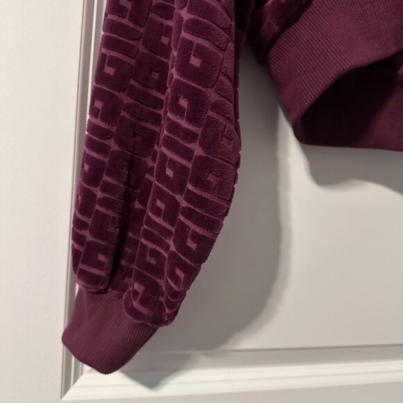 Guess After Party Velour Burgundy Cropped Hoodie Women's Size Medium Loungewear - Picture 6 of 15